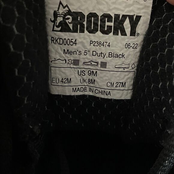 Rocky Men’s 9 Black Work Duty Ankle Boot Soft Toe Slip Oil Resistant Tactical - Picture 4 of 11